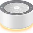 Kipcush White Noise Sound Machine with Nursery Lamp, Mood Lighting, 7 Colour Night Light, 30 Soothing Sounds for Baby/Adult. Timer, Plug in, Memory Function, Touch Control