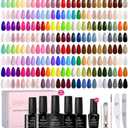 Beetles 110 PCS Gel Nail Polish Set, 100 Colors Infinite Inspiration Gift Spree All Season Red Brown Green Black Gel Polish with 5Pcs Base Top Coat Soak off UV Gel for Manicure Lovers DIY at Home
