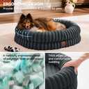 Dog Bed Medium Sized Dog - Luxury Striped Faux Fur Waterproof Pet Couch with Removable Washable Cover, Orthopedic Pet Bed with Bolster Sides for Sleeping, Dark Grey (M(30*24*7))