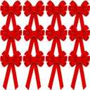 Lenwen 12 Pcs Large Red Christmas Velvet Bows Outdoor Big Christmas Tree Wreath Decorative Garland Red Velvet Bows for Gifts Indoor Outdoor Holiday Parties Xmas Decorations (26 x 12 Inch)