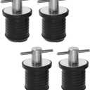 4-Pc Boat Plug Set - T Handle Drain Plugs with Brass/Stainless Steel Handle (Stainless Steel, 1 Inch)