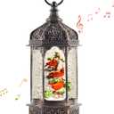 12.8" Christmas Snow Globe Lantern Christmas Decorations Indoor with Swirling Glitter Three Cardinals in The Tree, Lighted Musical Snow Globes for Home Decoration USB Powered or Battery Operated