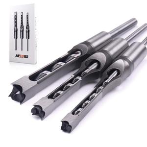 ATOPLEE Square Hole Drill Bits for Wood,3pcs HSS Woodworking Square Mortise Drill Bit,5/16 Inch 3/8 Inch 1/2 Inch (All of Sizes) (All of sizes)