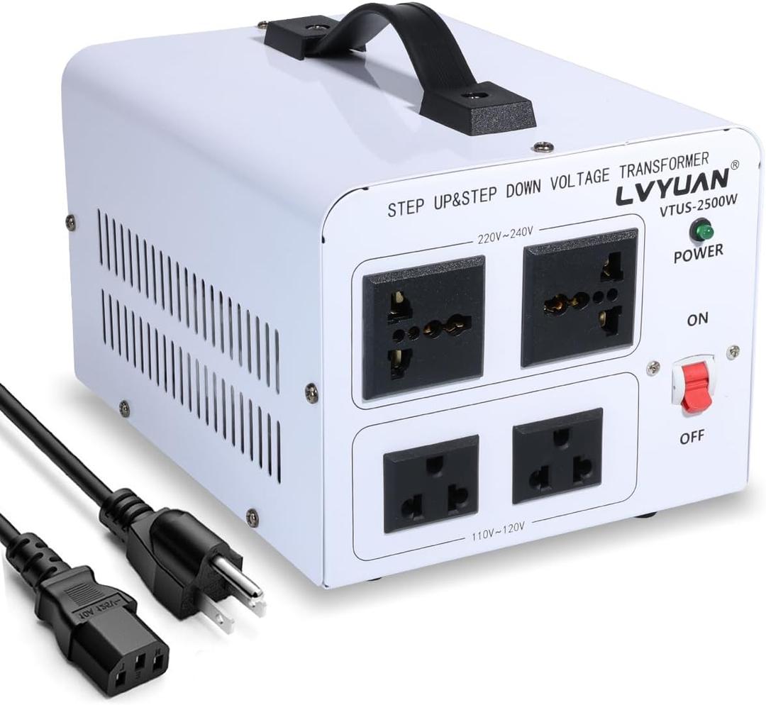 LVYUAN 2500W Voltage Transformer Power Converter Step Up 110V to 220V, Step Down 220V to 110V, 110/120 Volt - 220/240 Volt