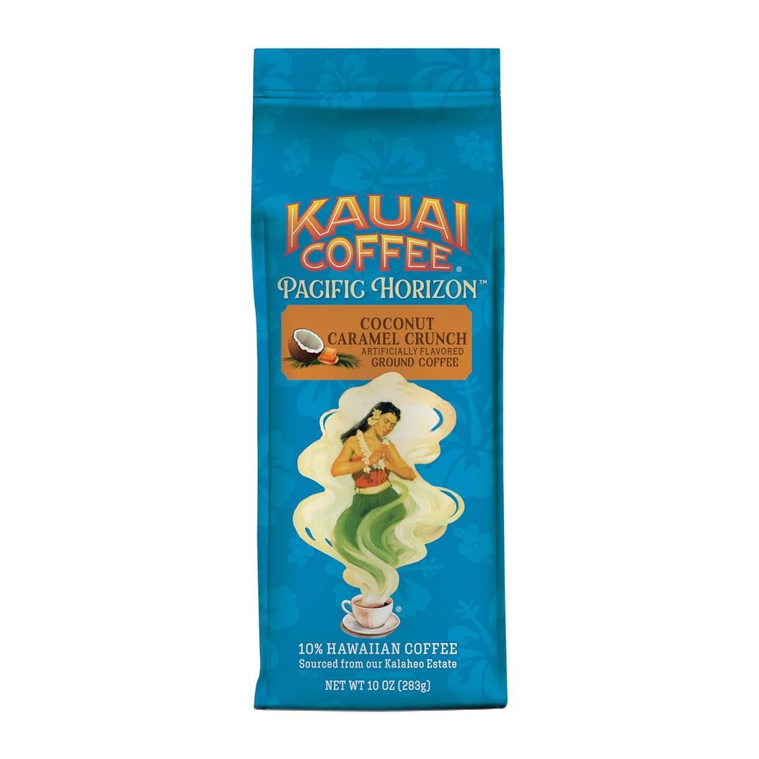 Kauai Coffee Ground Coffee - Coconut Caramel Crunch, 10 oz Bag (EXP 07/13/27)