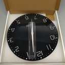 XNM Minimalist Wall Clocks for Living Room Glass Small Wall Clocks Battery Operated 12 Inch Black Simple Wall Clock Non Ticking