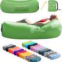Nevlers Inflatable Lounger | 210T Polyester Inflatable Chair | No-Pump Blow Up Couch | Camping Couch Air Sofa Bed w/ 450 lbs. Cap., Pockets & Matching Bag | Use as Inflatable Couch for Adults & Kids (Purple)