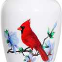 Adult Urn for Human Ashes, Red Cardinal Cremation Urn, White Funeral Urn, Decorative Urn, Large Memorial Urn with Velvet Bag, up to 200 Lbs Capacity