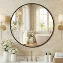NEWBULIG 20 Inch Round Wall Mirror, Bathroom Mirrors for Over Sink | Metal Framed Circle Vanity Mirror, Wall Decor for Bedroom, Entryway, Anti-Rust, Tempered Glass, Hanging or Leaning, Black 