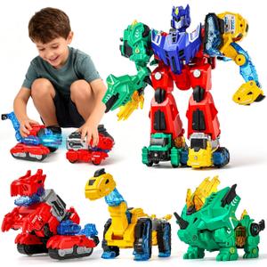 BLF FUN Magnetic Transforming Dinosaur Car Toy for Kids Ages 36, 6-in-1 Transforme Dino Robot Truck, Birthday for Boys Girls 4 5 7 8, Toddler STEM Construction Learning Toy