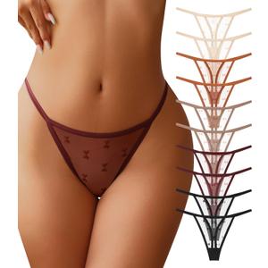 J-pone G-String Thongs for Women T-back Lace Hollow Out Low Waist Thongs Breathable Cheeky Sexy Underwear Panties 5Pack
