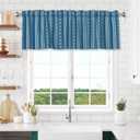 Boho Valances for Windows - Blue White Snowflake Cafe Curtains Winter Snow Short Curtains for Living Room Bathroom Bedroom Basement