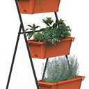 Vertical Raised Garden Bed 3 Tier Elevated Garden Planters Standing Planter Box Outdoor and Indoor for Plants Herbs Flowers Vegetables Brick Red