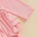 Newborn Baby Girl Outfit Ruffle Bubble Romper Long Sleeve Infant Bodysuit Jumpsuit with Headband Clothes (Pink)