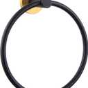 APLusee Black Gold Towel Ring for Bathroom Wall, Stainless Steel Hand Towel Holder, Wall Mounted