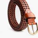 Women's Braided Genuine Real Leather Narrow Belt Adjustable Casual Waist Strap for Jeans Dresses Everyday Outfits