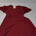 FUNJULY Maternity V Neck Dress Swiss Dot Short Sleeve Summer Wrap Midi Baby Shower Pregnancy Dresses for Photoshoot Wine red-v_M