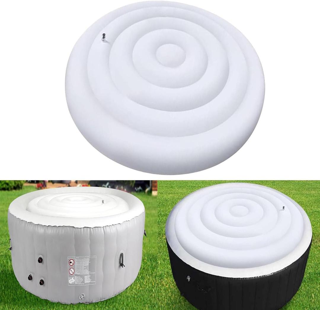 5.3 FT Inflatable Hot Tub Cover for Round Hot Tub Cover Foldable Protective Rain Overflow Cover Energy Saving Lid for Outdoor Inflatable Hot Tubs