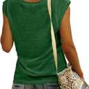 Womens Cap Sleeve T Shirts V Neck Casual Tops Oversized T-Shirt Summer Trendy Lightweight Loose Fit Basic Tees (Green, XXL)