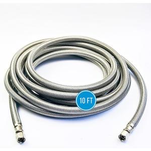 Refrigerator Icemaker Hose (10 FT) - Universal Fit to ALL Refrigerator Brands - Icemaker Water Supply Line -  x  Connections - SS Refrigerator Supply Hose for Ice & Water