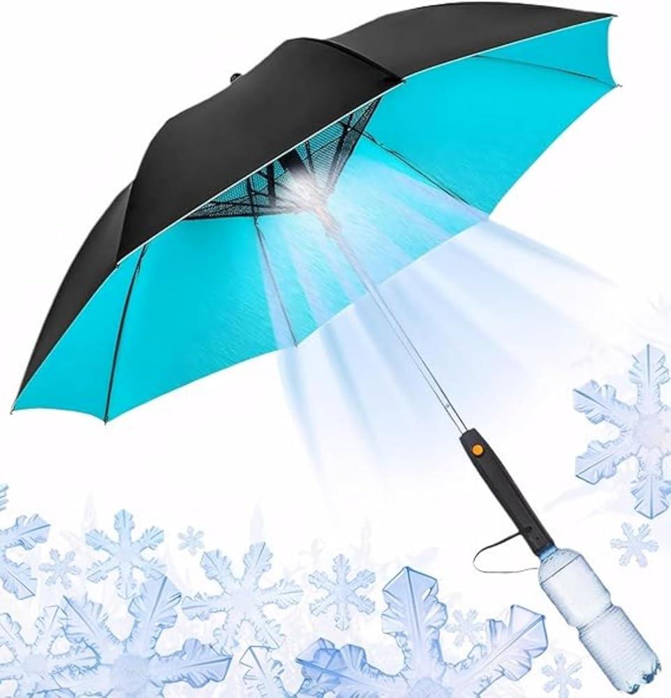 3 In 1 Umbrella With Fan,Portable Misting Fan Umbrella With UV Protection,USB Rechargeable Summer Sunshade for for Outdoor,Beach,BBQ,Fishing,Golfing,Patio,and Festivals