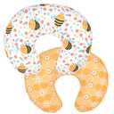 Nursing Pillow Cover Stretchy Pillow Slipcovers for Breastfeeding Moms Two-Sided Design (Bee Combination)