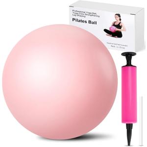 9 Inch Pink Pilates Ball, Exercise Stability Yoga Ball Small Exercise Ball with Air Pump for Core Workout, Balance Training, Home Gym, Office, Physical Therapy