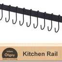 Wrought Iron Kitchen Holder: 10-Hook Wall-Mounted Utensil Rack with Black Finish - Ideal for Pots, Pans, Coffee Mugs