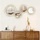 4 Set Circle Mirrors for Wall Decor for Living Room Bedroom Bathroom Entryway Metal Round Mirror Decorative Hanging Mirrors Sun Bohemian Geometric Accent Sculpture -Gold 11 in/9.2 in