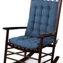 ELFJOY Rocking Chair Cushion Large Rocking Chair Pads with Ties Premium Linen High Back and Seat Cushion 2 Piece Set Linen Navy