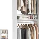 Unikito Freestanding Closet System, 25 Closet Organizer Wardrobe with Hanging Rods & Shelve, Adjustable Clothes Garment Rack, Sturdy Walk in Closet Tower, Easy Assembly, 25" W x 16" D x 80" H, White