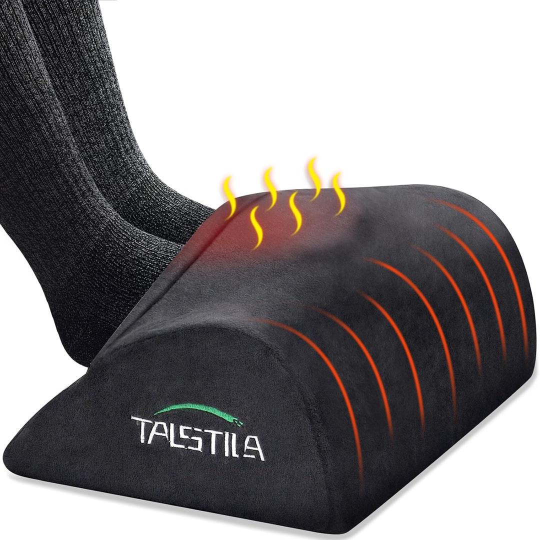TALSTILA Foot Rest for Under Desk at Work, Footrest with Warm Plush Feet Pocket, Ergonomic Foam Foot Stool, Under Desk Footrests, for Office Desks & Office Chair - Back & Leg Pain Relief (Black, Single Layer)