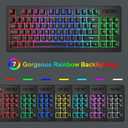 BlueFinger Wireless Keyboard and Mouse Combo, Long Lasting Rechargeable Battery 87 Keys RGB Rainbow Backlit Gaming Keyboard & Ergonomic Light Up Gaming Mouse for Mac Laptop Computer PC Gamer