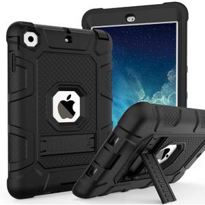 TIMISM Case for iPad Mini 1 2 3 with Kickstand, 3 in 1 Heavy Duty Shockproof Hybrid Three Layer Protective Cover for iPad Mini 1st 2nd 3rd Generation, Black (#01 Black)
