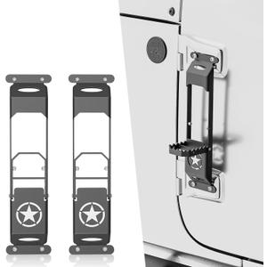 for JK JL JT Hinge Step Foldable Foot Pedal with Bottle Opener Compatible with 2007-2025 Jeep Wrangler JK JL JKU JLU & Gladiator JT 2/4 Doors, Foot Step Accessories Star Sign Door(2 PCS)