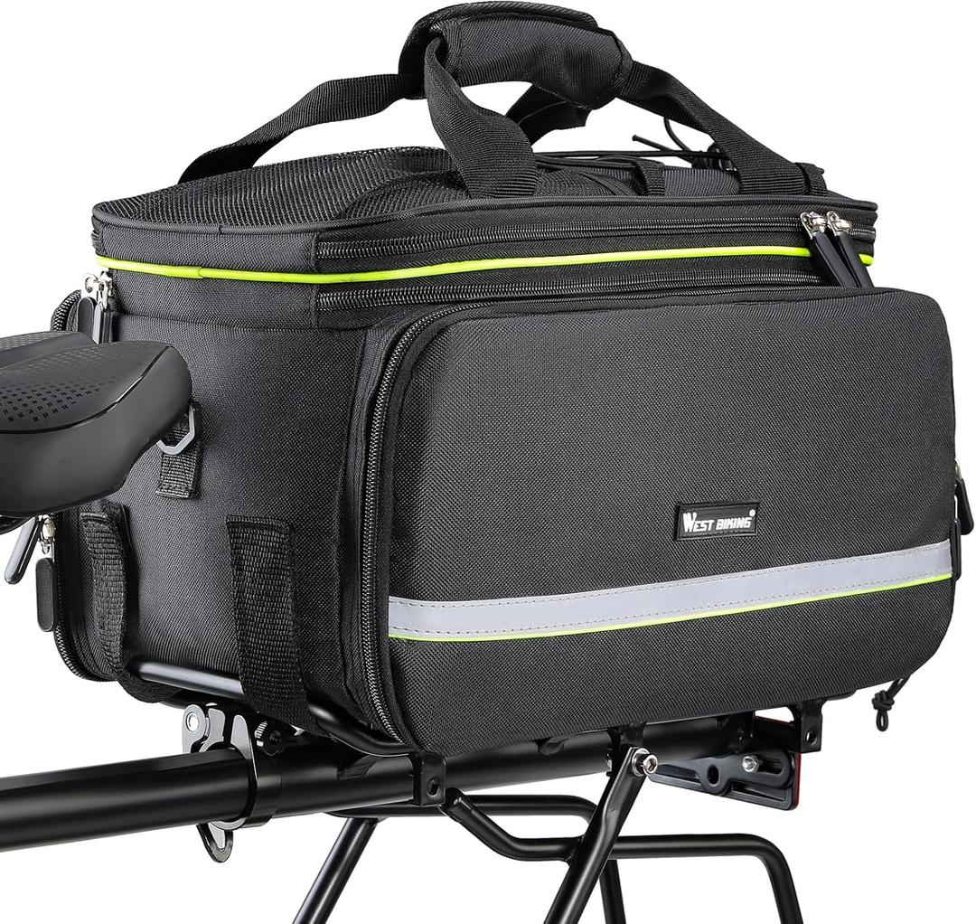 35L Bike Storage Bag Double Side Pannier Bags,Waterproof Cargo Rack Pack Saddle Bag Shoulder Bags with Rain Cover for Riding ,Multi-function Bicycle Rear Seat Trunk Panniers Pouch Cycling Accessories