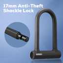 Corki Bike Lock Heavy Duty Anti Theft U Lock with 5ft Security Cable and Keys 17mm Schackle Electric Scooter Lock, Bicycle Lock with Mounting Bracket for Ebike Motorcycle -Black