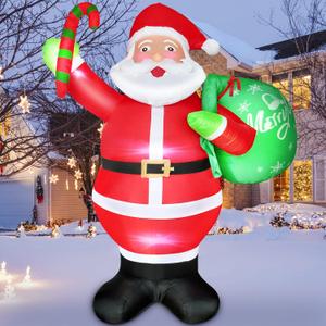 8FT Christmas Inflatables Outdoor Decorations, Christmas Inflatable Santa Claus with LED Lights, Inflatable Christma Decorations Blow Up Santa, Giant Xmas Inflatables for Garden Lawn Yard Party