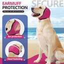 JOHNBOLIN Dog Ear Muffs & No Shake Ear Wrap for Hematoma, Bathing, Drying, Swim& Noise Anxiety Relief- Elastic Waterproof Ear Protector with Calming Hoodie Design for Grooming/Head Ear Cover (Pink, M)