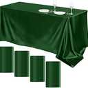 TURSTIN 4 Packs Satin Tablecloth 102 x 58 Inch Overlay Satin Table Cover Rectangle Bright Silk Tablecloth Smooth Fabric Table Decoration for Wedding Banquet Party Events, Dark Green