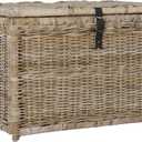 happimess HPM9004B Michael 35" Wicker Storage Trunk, Collapsible for flat storage, Rattan-Kubusoft Gray, Coastal for Office, Dorm Room-LivingRoom, Bedroom, Dining Room, Natural