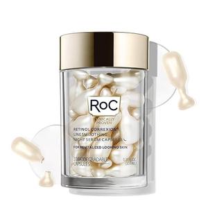 RoC Retinol Correxion AntiAging Wrinkle Night Serum, Retinol Serum for Face, Daily Treatment for Fine Lines, Post Acne Scars, 30 Capsules, Unscented, 0.35 Fl Oz