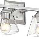 Brushed Nickel Bathroom Vanity Light, HWH 4-Light Vanity Light Fixture Modern Vanity Wall Sconce Lamp Over Mirror with Square Glass Shade, 5HY68B-4W BN