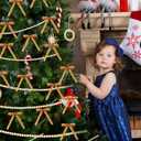 Jutom 52 Feet Christmas Wooden Beads Garland 36 Pcs Velvet Bows for Christmas Tree Holiday Decoration,Xmas Home Garlands Fireplace Holiday Party Decor(Khaki)