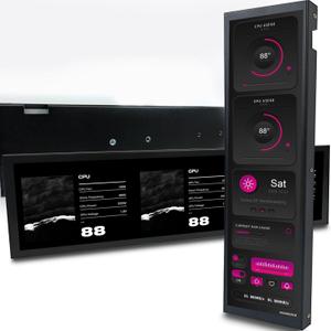 WOWNOVA 9.2" LCD Screen Inside PC Case Computer Temp Monitor Screen, 1 Click 1 Cable to Get Started Quickly PC Temperature Display IPS Sensor Panel CPU RAM HDD Data FPS Mini Monitor (Black)