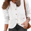 Caracilia Women's 2025 Fall Cardigan Sweaters Knitted Dressy Casual Jackets Trendy Outfits Ivory White XL (XL)