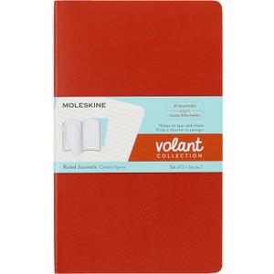 Moleskine Volant Journal, Large, Ruled, Coral Orange/Aquamarine Blue (5 x 8.25)