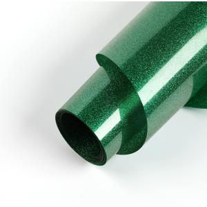 HTVRONT Green Glitter Heat Transfer Vinyl - 10" x 5FT Green Glitter HTV Vinyl for T-Shirts, Green Glitter Iron on Vinyl for All Cutter MachineGreen Glitter