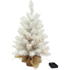 Small Christmas Tree with Lights, Holiday Artificial Flocked Mini Christmas Tree Decoration, Includes 50 Led Warm Yellow Lights and Cloth Bag, Indoor Home Evergreen Tabletop Decor 2ft/ 24inch