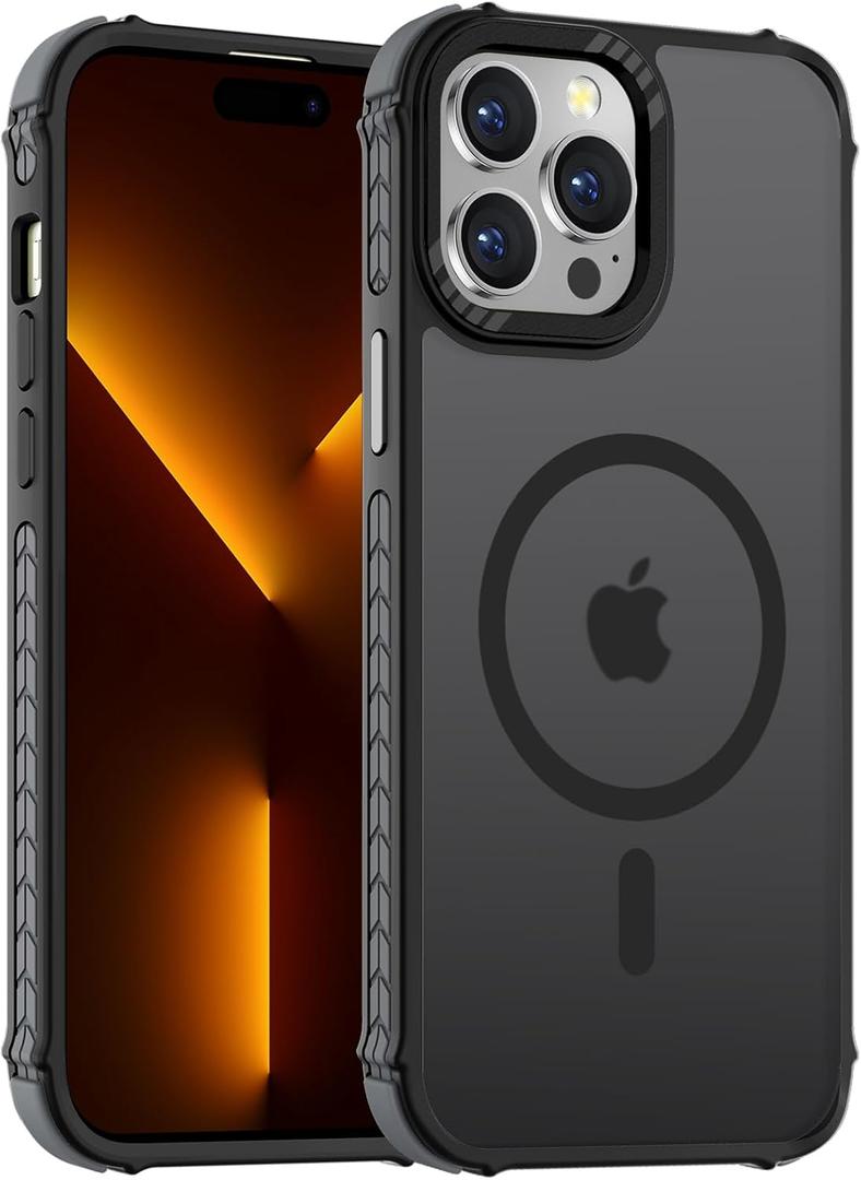 DEERLAMN Strong Magnetic Case for iPhone 14 Pro Max 6.7-Inch,[Compatible with Magsafe][Military Grade Drop Protection] Translucent Matte Shockproof Protective Phone Cover-Forest Black